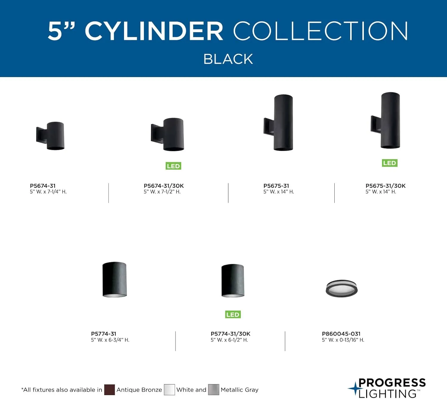 Cylinder Collection 5" Modern Outdoor Up/Down Wall Lantern Light Black