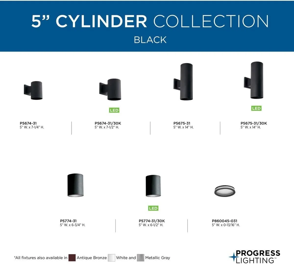 Cylinder Collection 5" Modern Outdoor Up/Down Wall Lantern Light Black