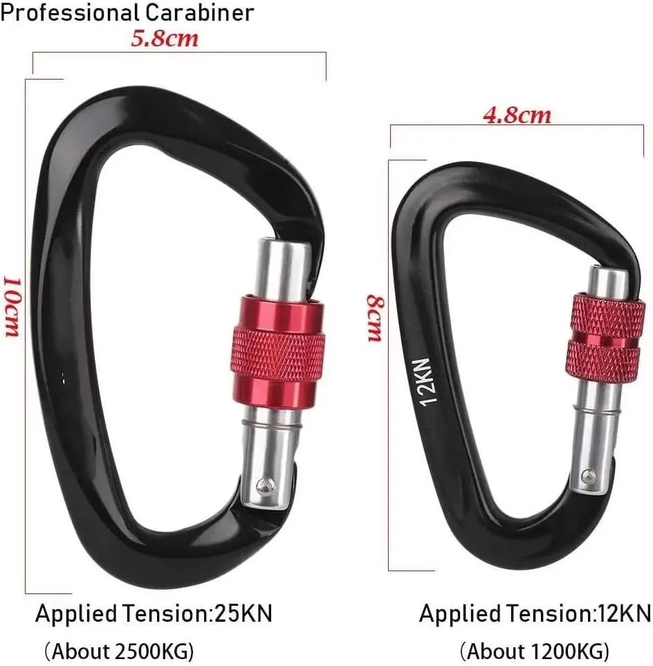 D Shape Accessories Aluminum Mountaineering Carabiner Key Carabiner Carabiner(Red 12kn)