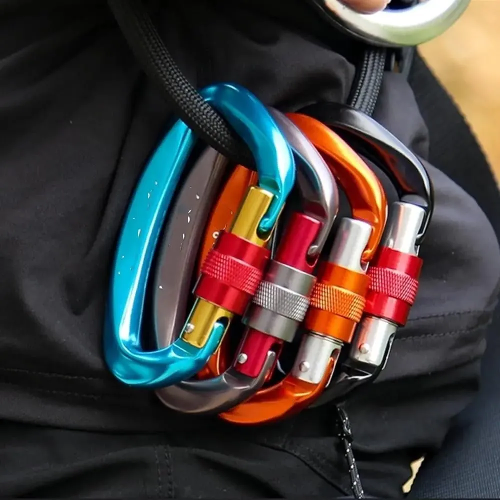 D Shape Accessories Aluminum Mountaineering Carabiner Key Carabiner Carabiner(Red 12kn)