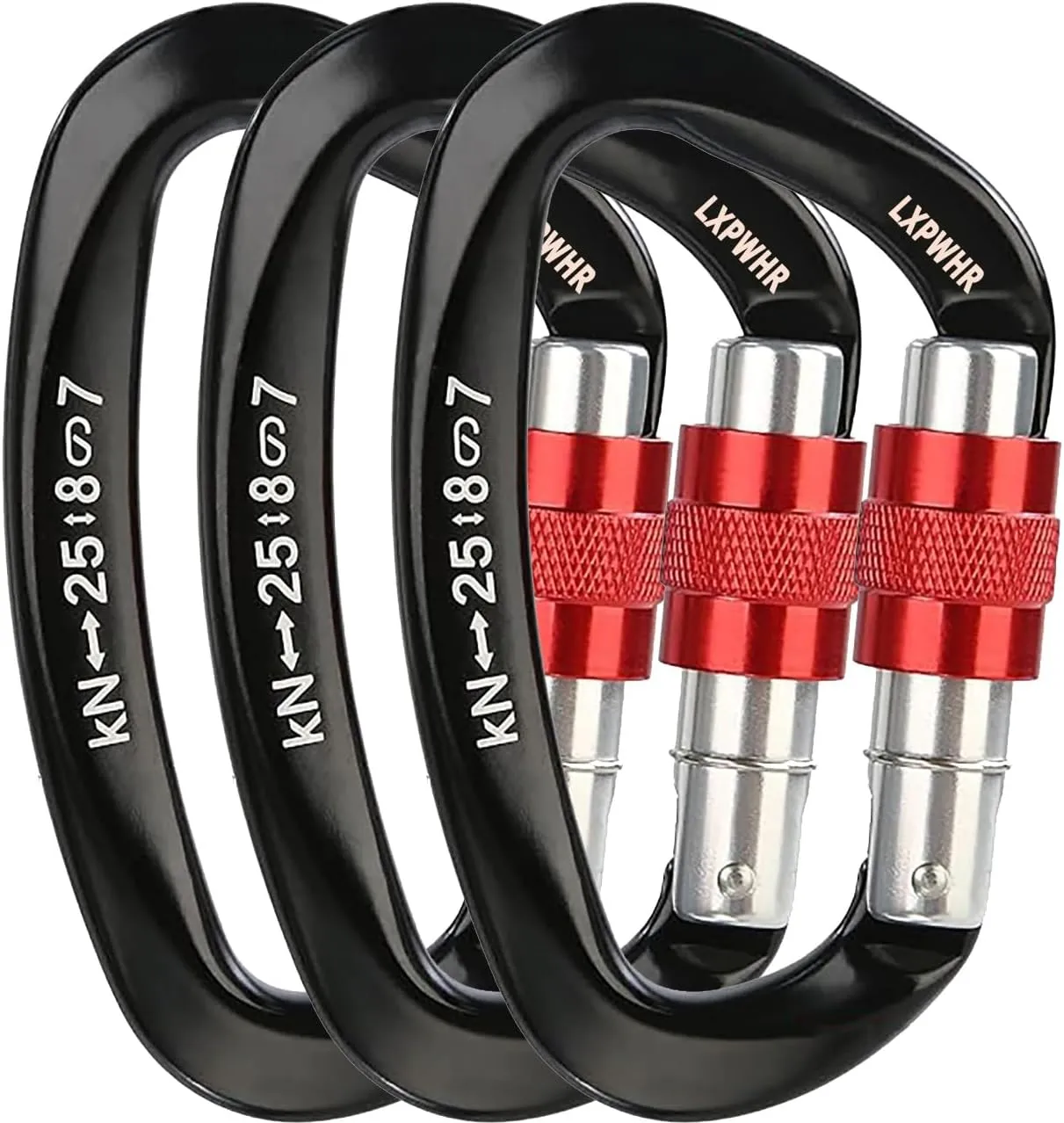 D Shape Carabiner 25KN Heavy Duty Climbing Mountaineer Expanding exploratory Caverns Connection Protection Locking Carabiner Clip Carabiner Screw Lock Hammock Camping Outdoor Equipment