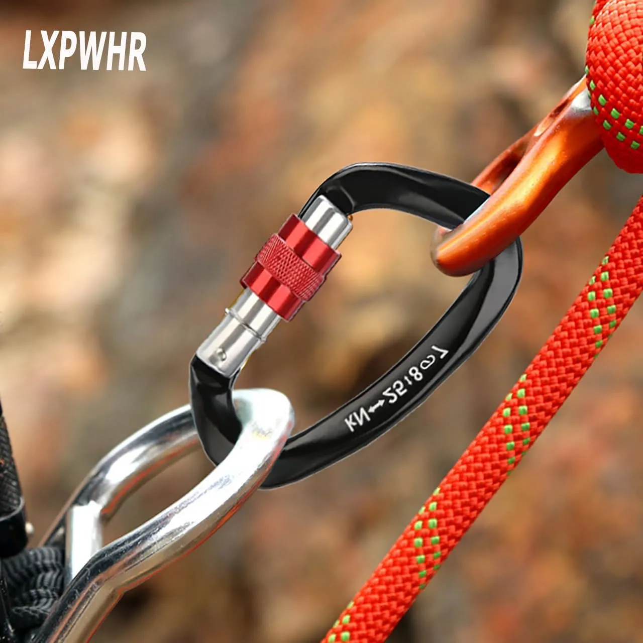 D Shape Carabiner 25KN Heavy Duty Climbing Mountaineer Expanding exploratory Caverns Connection Protection Locking Carabiner Clip Carabiner Screw Lock Hammock Camping Outdoor Equipment