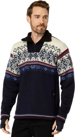 Dale of Norway Vail Waterproof Sweater Midnight Navy/Red Rose/Off-White/Indigo/China Blue 2XL (Men's 52-54")