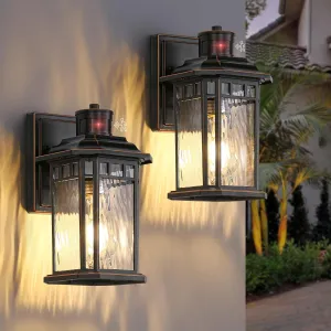 DASTOR Motion Sensor Outdoor Lights 2 Pack, Dusk to Dawn Outdoor Wall Lantern, Aluminum Exterior Sconce Lighting Fixtures for House Porch Front Door