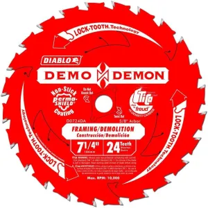 Diablo Demo Demon Framing/Demolition Saw Blade with Perma-Shield Coating - Dura-Blend Carbide - 7-1/4" x 24-Tooth - D0724DA