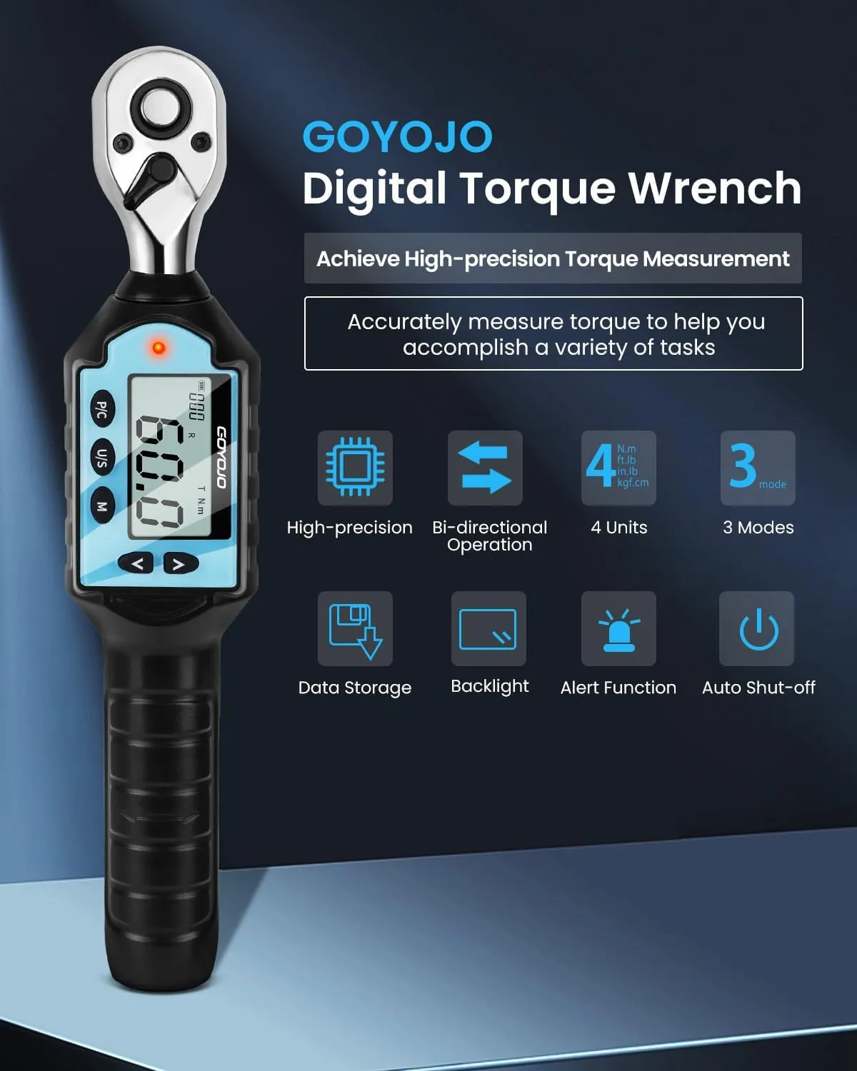 Digital Torque Wrench, 10-100Nm (7.37-73.76 ft-lb) High-Precision 1/2-Inch Drive, Professional Tool for Auto Repair, Motorcycle Maintenance, and DIY Projects