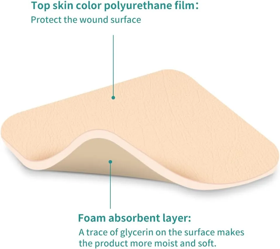 Dimora Foam Dressing, Sterile Non-Adhesive Hydrophilic Pads, Highly Absorbent 4"x4"(10 cm*10 cm) Pack of 10 Square Waterproof Dressing for Wound Care