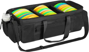 Disc Golf Storage Bag Durable Large Capacity with Dividers and Multi Side Pockets, Black