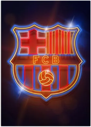 Displate Official FC Barcelona Metal Poster Magnetic Mounting Included Licensed Artwork Modern Wall Decor FC Barcelona Crest Crest neon Poster 45 cm x 32 cm