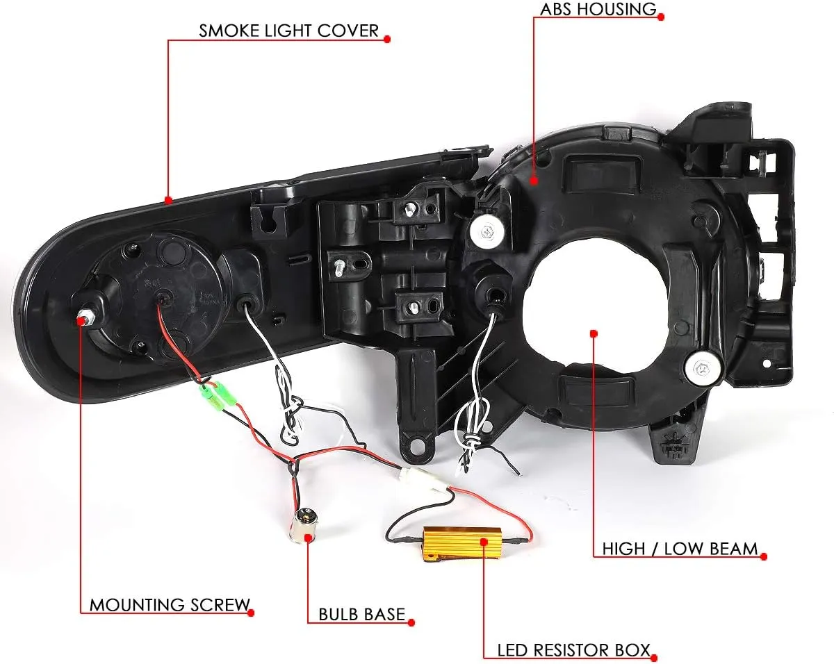 DNA MOTORING HL-LB-FJC07-SM-AM Smoke Lens Headlights With LED DRL Sequential Signal Compatible with 07-14 FJ Cruiser