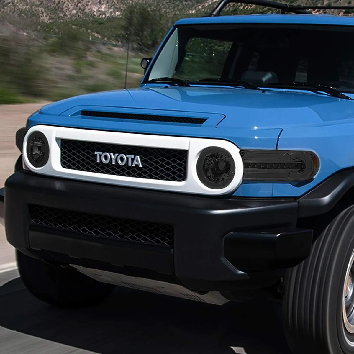 DNA MOTORING HL-LB-FJC07-SM-AM Smoke Lens Headlights With LED DRL Sequential Signal Compatible with 07-14 FJ Cruiser