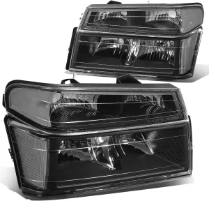 DNA MOTORING HL-OH-CCOL044P-BK-CL1 Black Housing Headlights Compatible With 04-12 Colorado Canyon