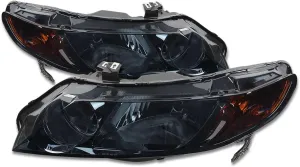 DNA Motoring HL-OH-HC064D-SM-AM Smoke Lens Amber Headlights Replacement For 06-11 Civic Sedan 4-Door