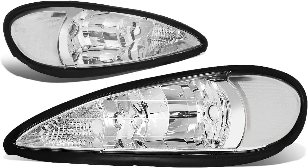 DNA Motoring HL-OH-PGAM99-CH-CL1 Chrome Housing Clear Side Headlights Replacement For 99-05 Grand Am