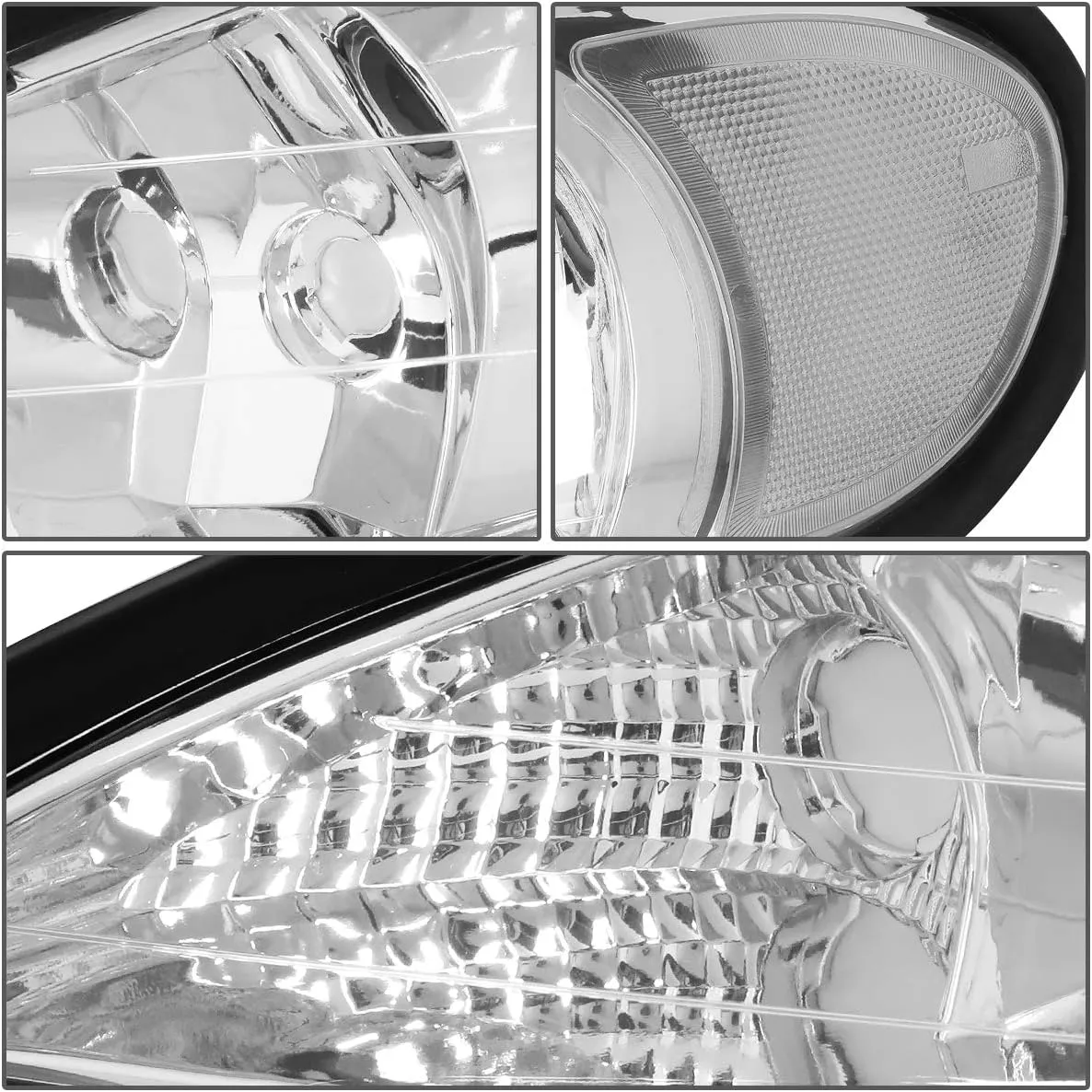 DNA Motoring HL-OH-PGAM99-CH-CL1 Chrome Housing Clear Side Headlights Replacement For 99-05 Grand Am
