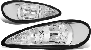 DNA Motoring HL-OH-PGAM99-CH-CL1 Chrome Housing Clear Side Headlights Replacement For 99-05 Grand Am