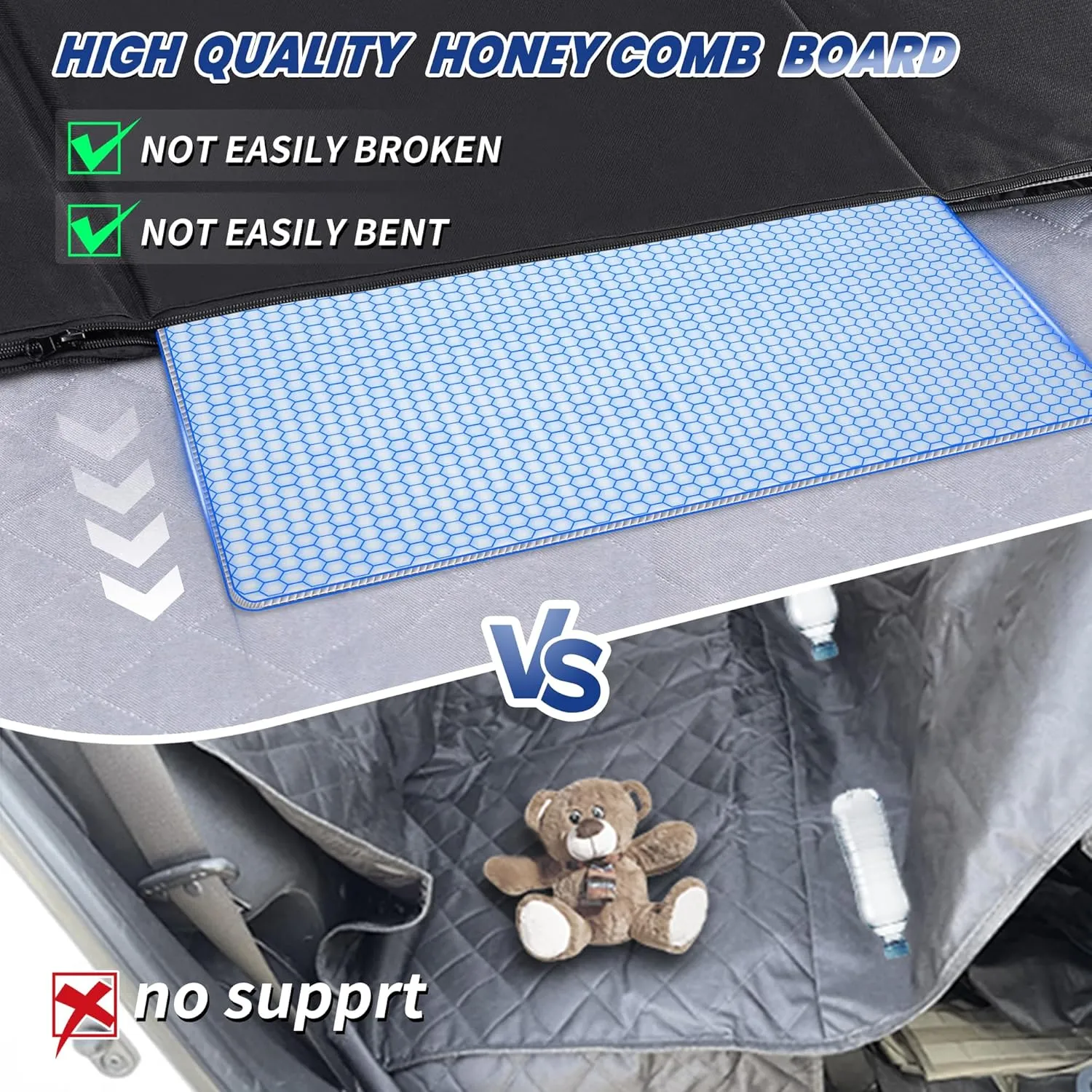 Dog Seat Cover Back Seat for Truck,Dog Backseat Extender for Crew Cab, Pet Seat Covers Hammock 6 Foldable Board Hard Bottom Waterproof Anti-Scratch for F150/RAM1500/Silverado Pickup,Gray
