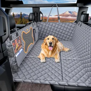 Dog Seat Cover Back Seat for Truck,Dog Backseat Extender for Crew Cab, Pet Seat Covers Hammock 6 Foldable Board Hard Bottom Waterproof Anti-Scratch for F150/RAM1500/Silverado Pickup,Gray