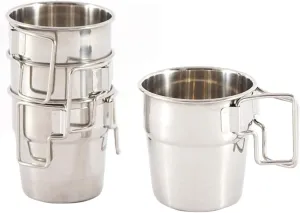 Doherty 4PCS Stackable Stainless Steel Camping Cups with Folding Handle Outdoor Travel Cup Set Camping Stackable Cups