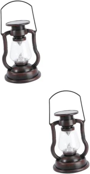 DOITOOL 2pcs Retro Solar Kerosene Lamp Decorative Handheld Lantern for Outdoor Use Solar Powered Versatile Design for Parties and Garden Decor
