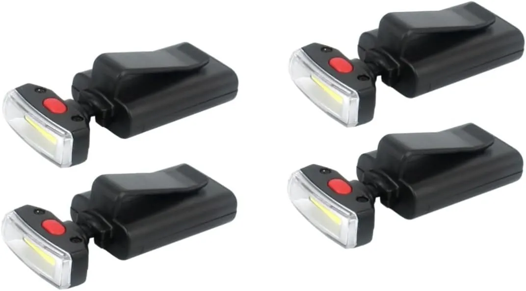 DOITOOL 2sets Clip on Hat Light Rechargeable Pocket Flashlight 90° Rotatable Perfect for Hiking Camping Fishing and Home Use 2pcs*2