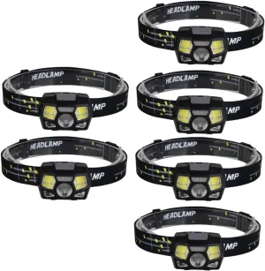 DOITOOL 3sets Motion Sensor Led Headlamp Xpe Cob Charging 3 Brightness Levels Waterproof for Cycling Hiking 2pcs*3