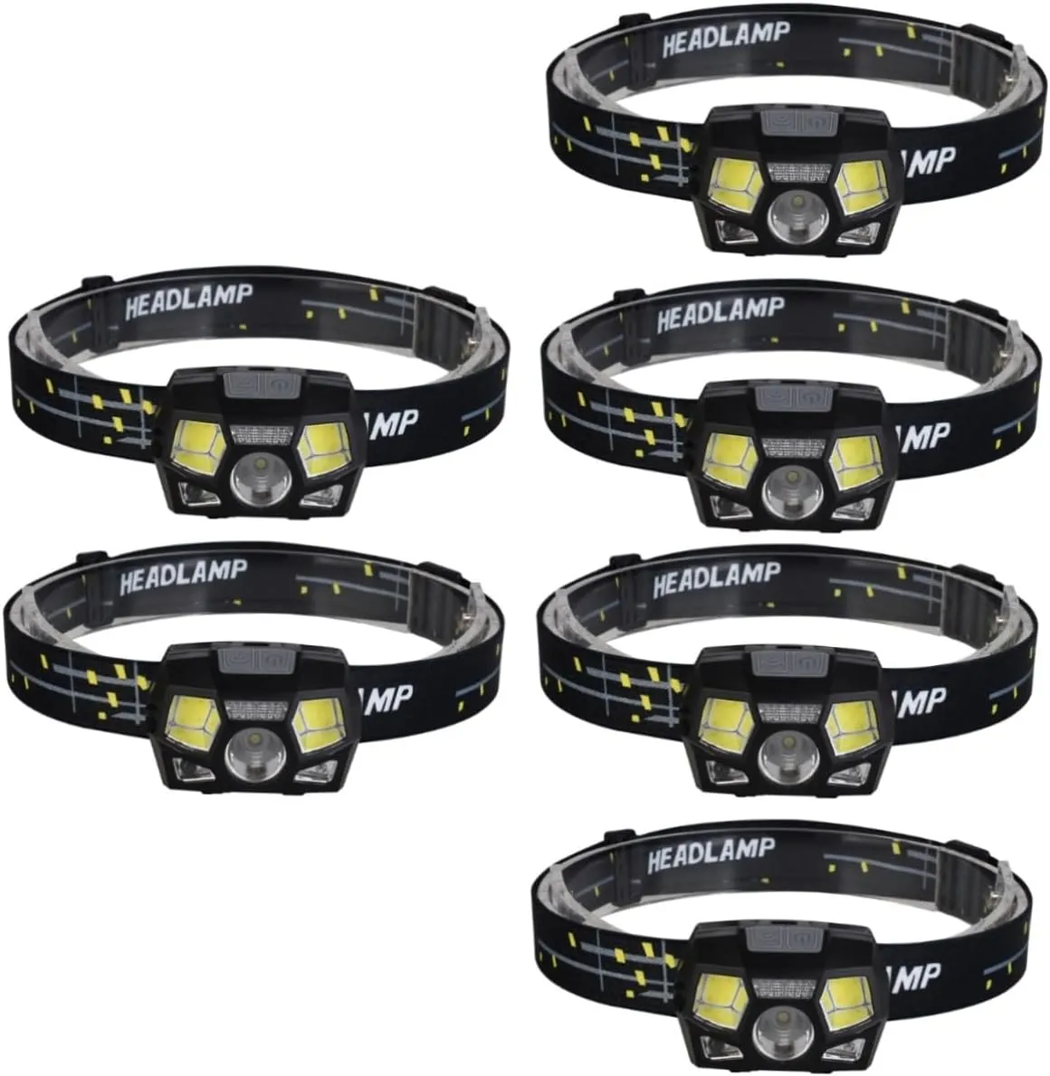 DOITOOL 3sets Motion Sensor Led Headlamp Xpe Cob Charging 3 Brightness Levels Waterproof for Cycling Hiking 2pcs*3