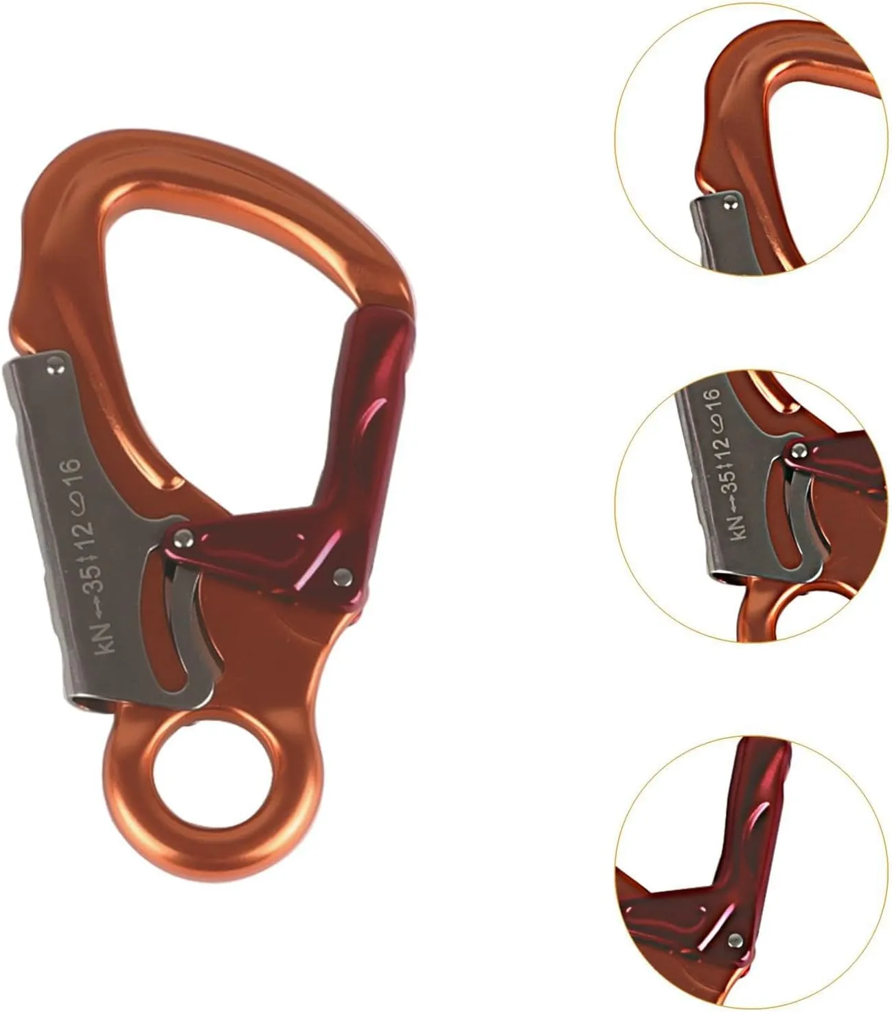 Double Locking Snap Hook Self Locking Carabiner Clip Smooth Key Nose Gate Aluminum Rock Climbing Carabiner for Mountaineering