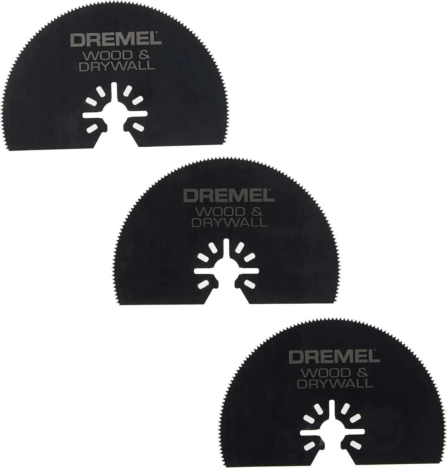 Dremel MM450B 3-Pack Wood & Drywall Oscillating Multi-Tool Blades, Cutting Blades Perfect For Precise Cuts - Universal Quick-Fit Interface Fits Bosch, Makita, Milwaukee, and Rockwell, Black