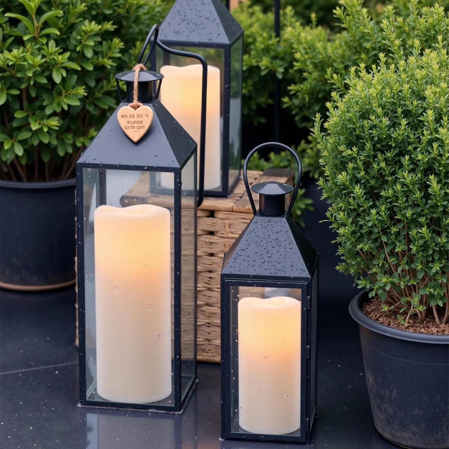 DRomance Large Outdoor Flameless Candles with Remote Timer White Plastic Waterproof Battery Operated LED Flickering Pillar Candles for Garden Patio Porch Lantern Decor(2 Pack, 4" D x 8", 10" H)