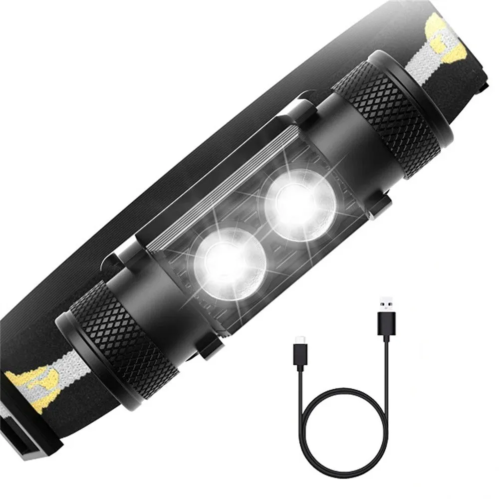 Dual SST40 LED Headlamp 1200lm USB Rechargeable 18650 Battery Tactical Outdoor Light