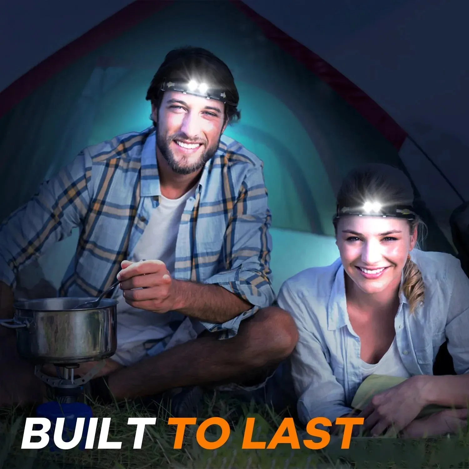 Dual SST40 LED Headlamp 1200lm USB Rechargeable 18650 Battery Tactical Outdoor Light