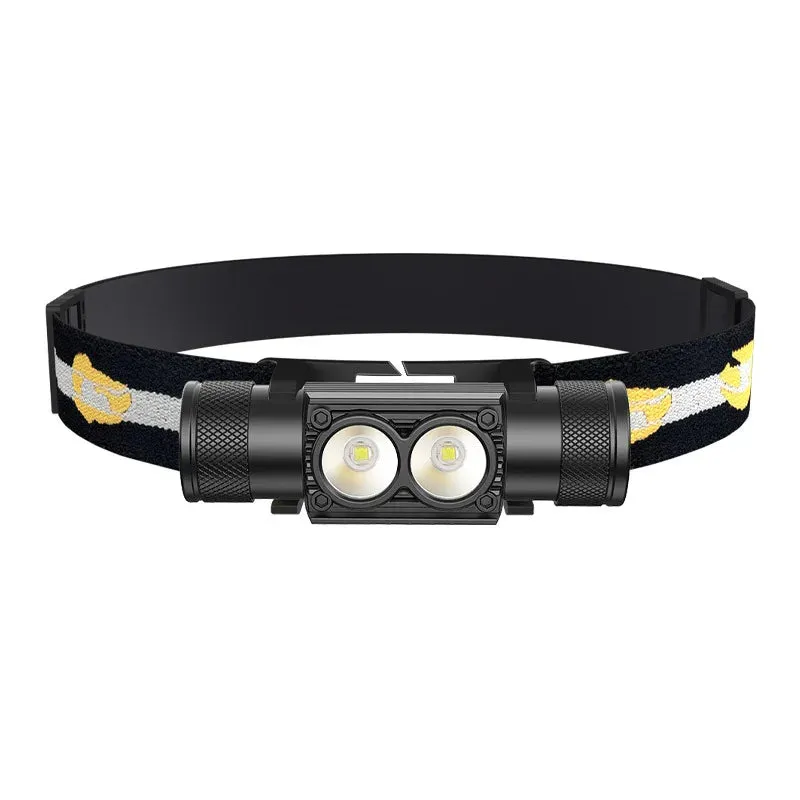 Dual SST40 LED Headlamp 1200lm USB Rechargeable 18650 Battery Tactical Outdoor Light
