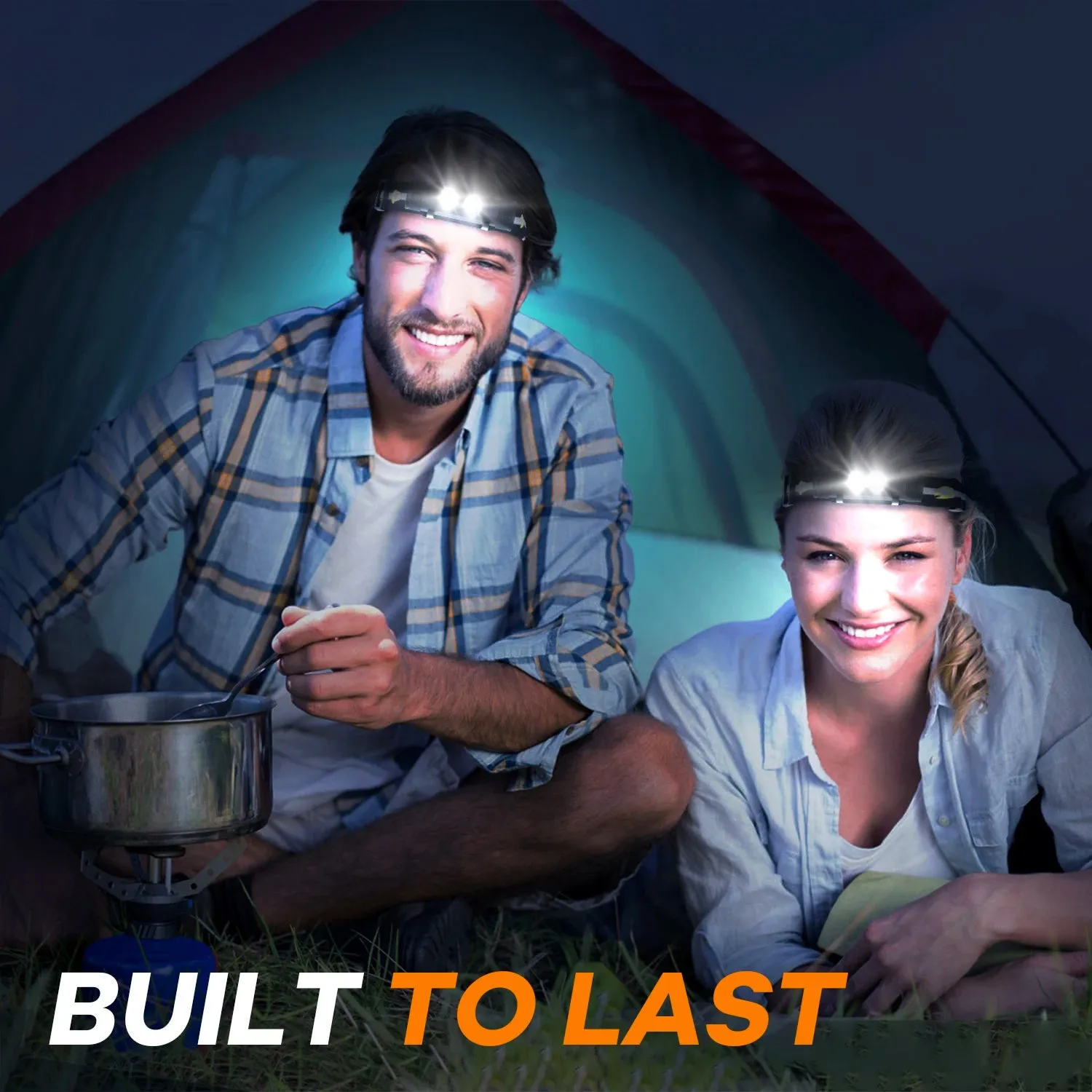 Dual SST40 LED Headlamp 1200lm USB Rechargeable 18650 Battery Tactical Outdoor Light