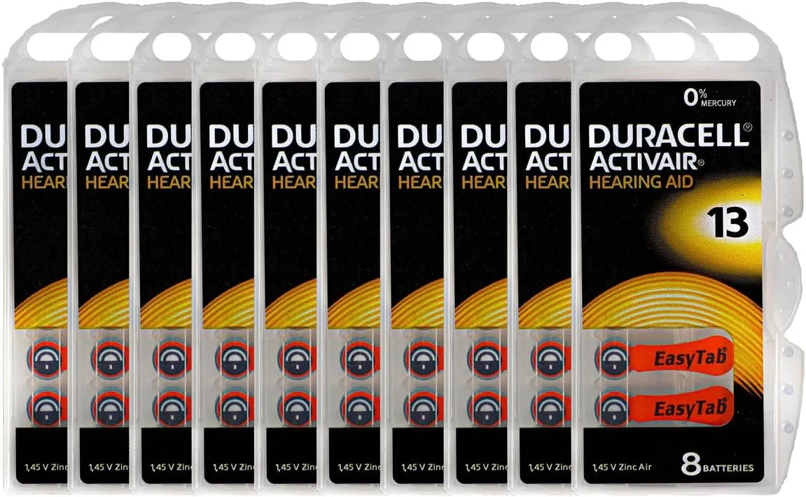 Duracell Activair Hearing Aid Batteries: Size 13 (80 Batteries)
