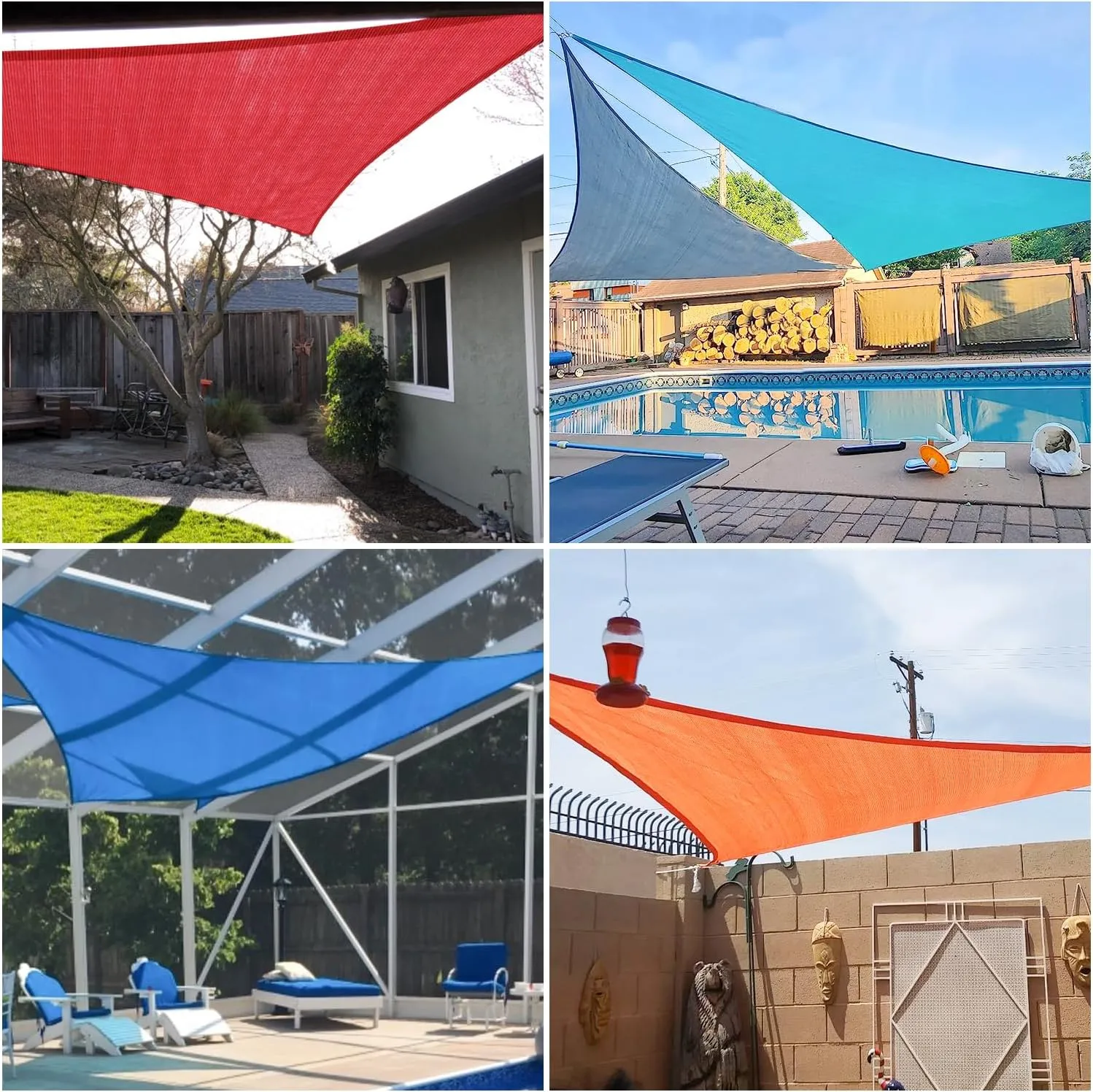 E&K Sunrise 8' x 8' x 8' Sun Shade Sail Triangle Canopy Shade Cover UV Block for Patio Backyard Garden Outdoor (Red)
