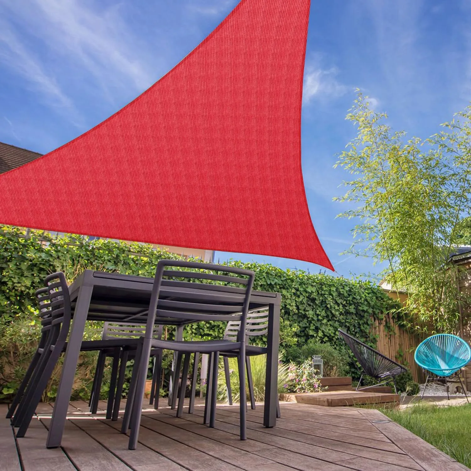 E&K Sunrise 8' x 8' x 8' Sun Shade Sail Triangle Canopy Shade Cover UV Block for Patio Backyard Garden Outdoor (Red)