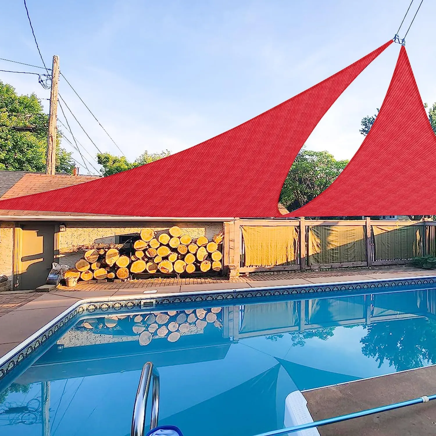E&K Sunrise 8' x 8' x 8' Sun Shade Sail Triangle Canopy Shade Cover UV Block for Patio Backyard Garden Outdoor (Red)
