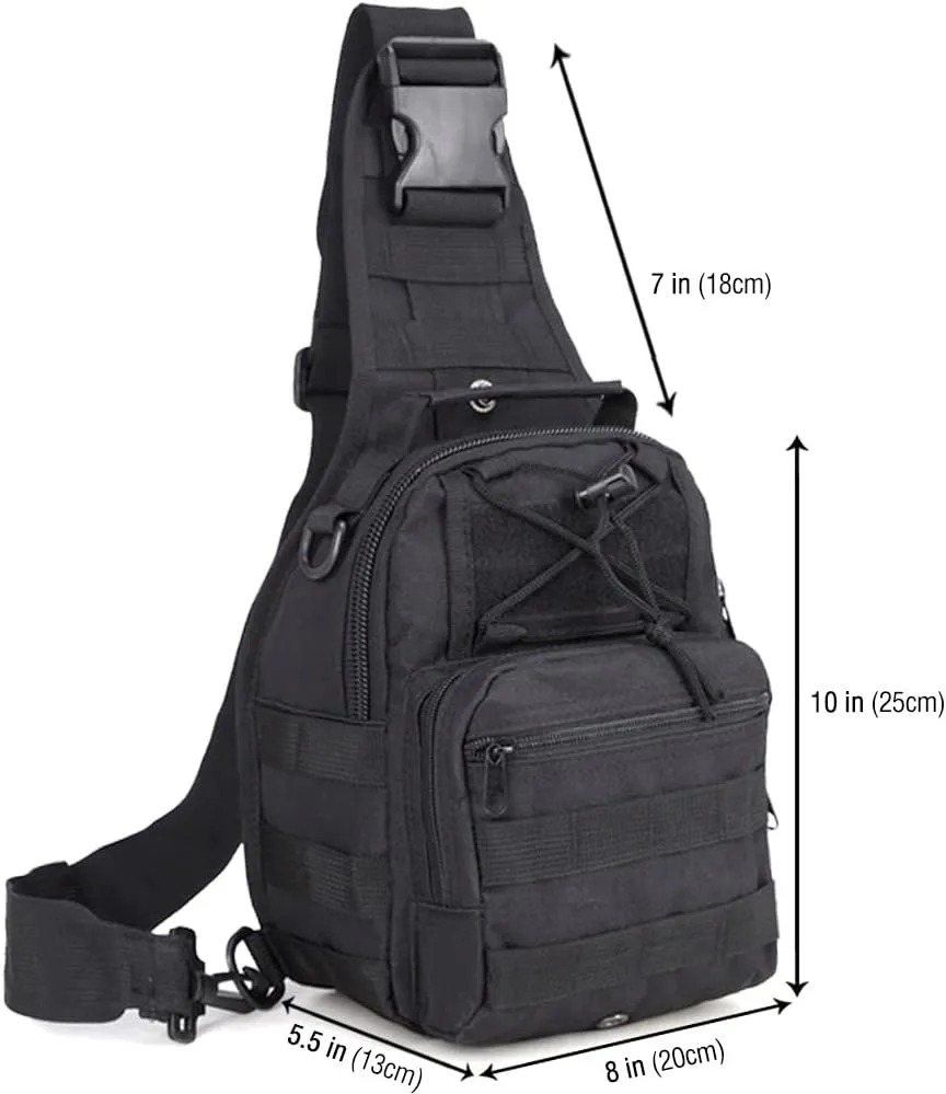 EcoGear FX Tactical Shoulder Bag - Military Molle Backpack Bag Perfect as a Sling Chest Pack for Every Day Carry (Black)