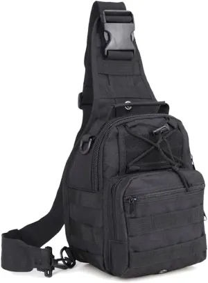 EcoGear FX Tactical Shoulder Bag - Military Molle Backpack Bag Perfect as a Sling Chest Pack for Every Day Carry (Black)