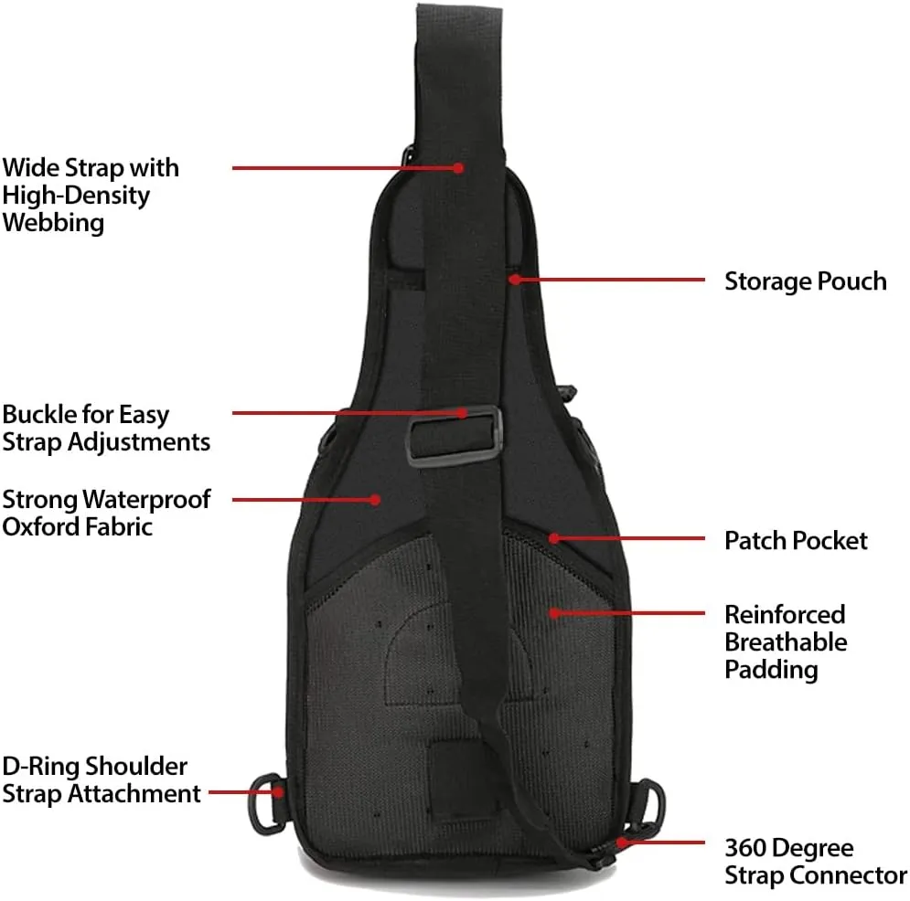 EcoGear FX Tactical Shoulder Bag - Military Molle Backpack Bag Perfect as a Sling Chest Pack for Every Day Carry (Black)