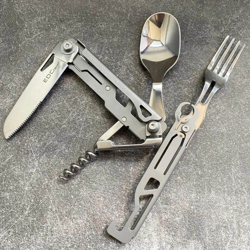 EDC 4-in-1 Combo Tool: Opener, Knife & Fork