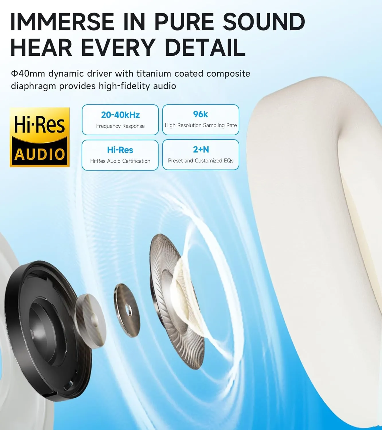 Edifier W800BT Pro Hybrid Active Noise Cancelling Headphones - Hi-Res Audio - AI Call Noise Cancellation - 45H Playtime - Fast Charging - Foldable - Wireless Over-Ear Bluetooth 5.4 Headphones - Ivory