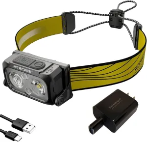 EdisonBright Nitecore NU25 400 USB-C Rechargeable Lightweight Dual Beam Headlamp with EBR Power Adapter