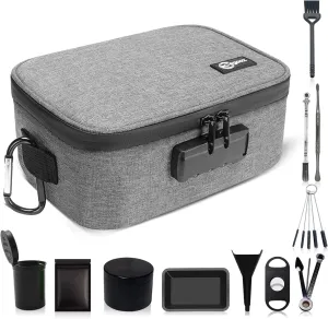 Egooz Large Smell Proof Bag with 11 PCS Accessories - Waterproof On the Go Smell Proof Containers Case with Lock for Travel and Home, Kitchen Odorless Box for Storing Your Products, Grey