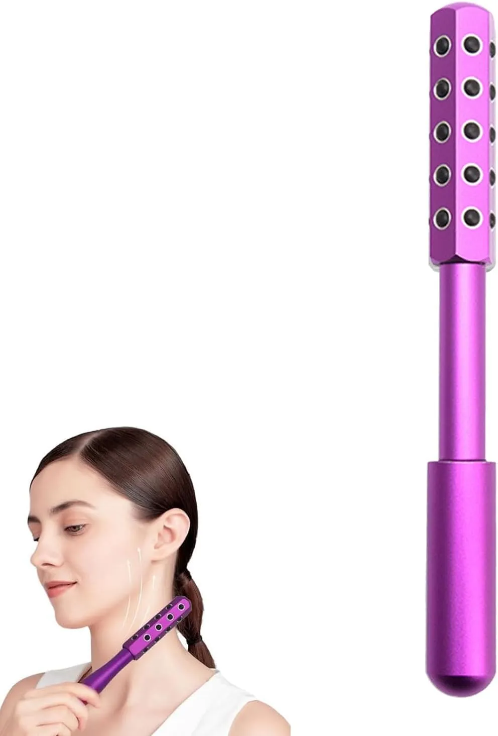 Elarique Glow Sculpting - Beauty Roller, Facelift Pro Beautys Roller, Uplift Facial Massaging Beauty Tool, with Cooling & Sculpting, with 30 Germanium Stone Face for Skin Care (Purple)