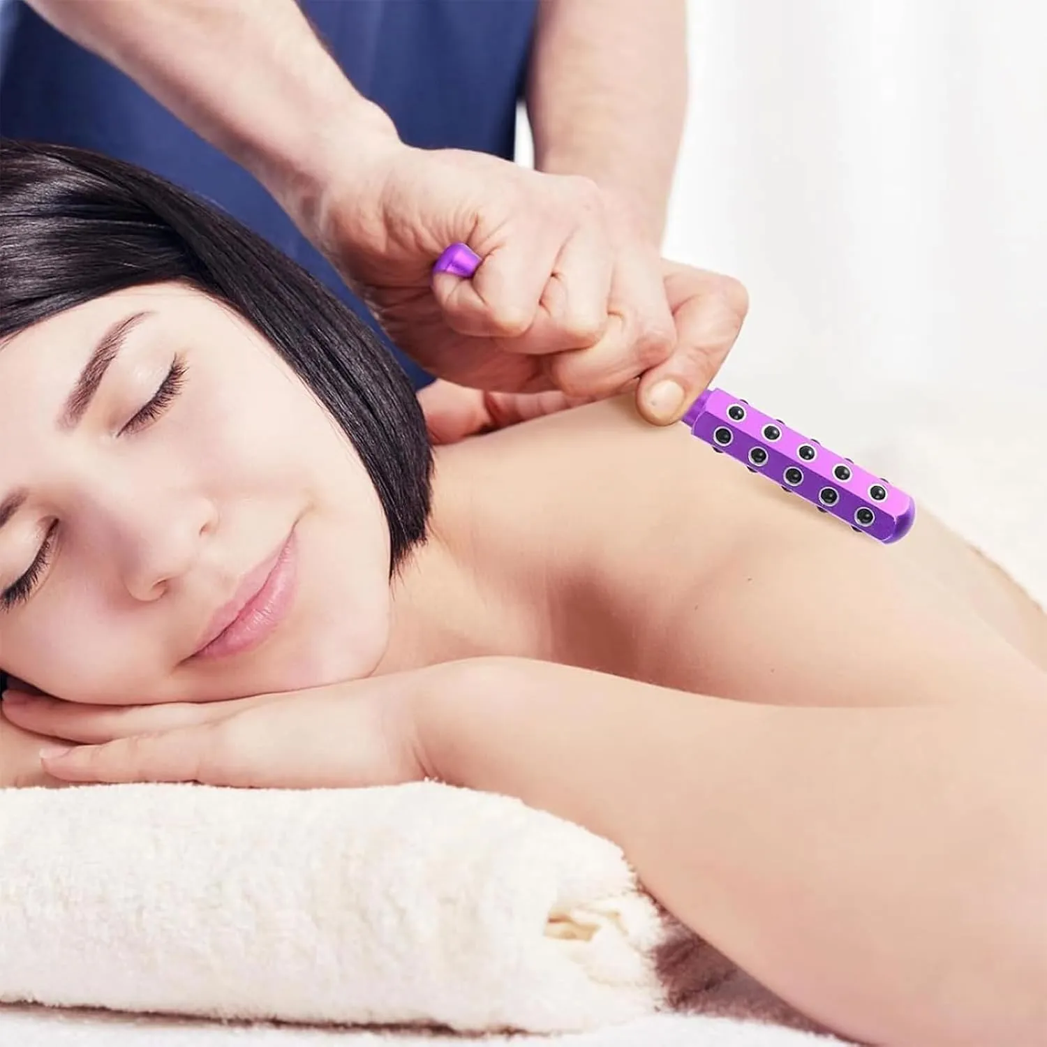 Elarique Glow Sculpting - Beauty Roller, Facelift Pro Beautys Roller, Uplift Facial Massaging Beauty Tool, with Cooling & Sculpting, with 30 Germanium Stone Face for Skin Care (Purple)