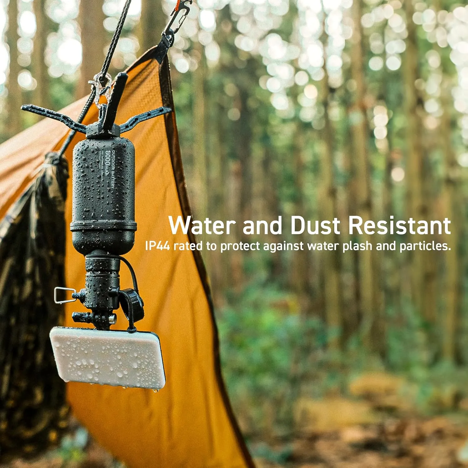 ELECOM NESTOUT Outdoor Camping LED Panel Flashlight w/ Mini Tripod, Dimmable USB Powered LED Light, IP44 Water Dust Resistant, 30-1000 Lumen, Portable Lantern for NESTOUT Power Bank, Black (Flash-1)