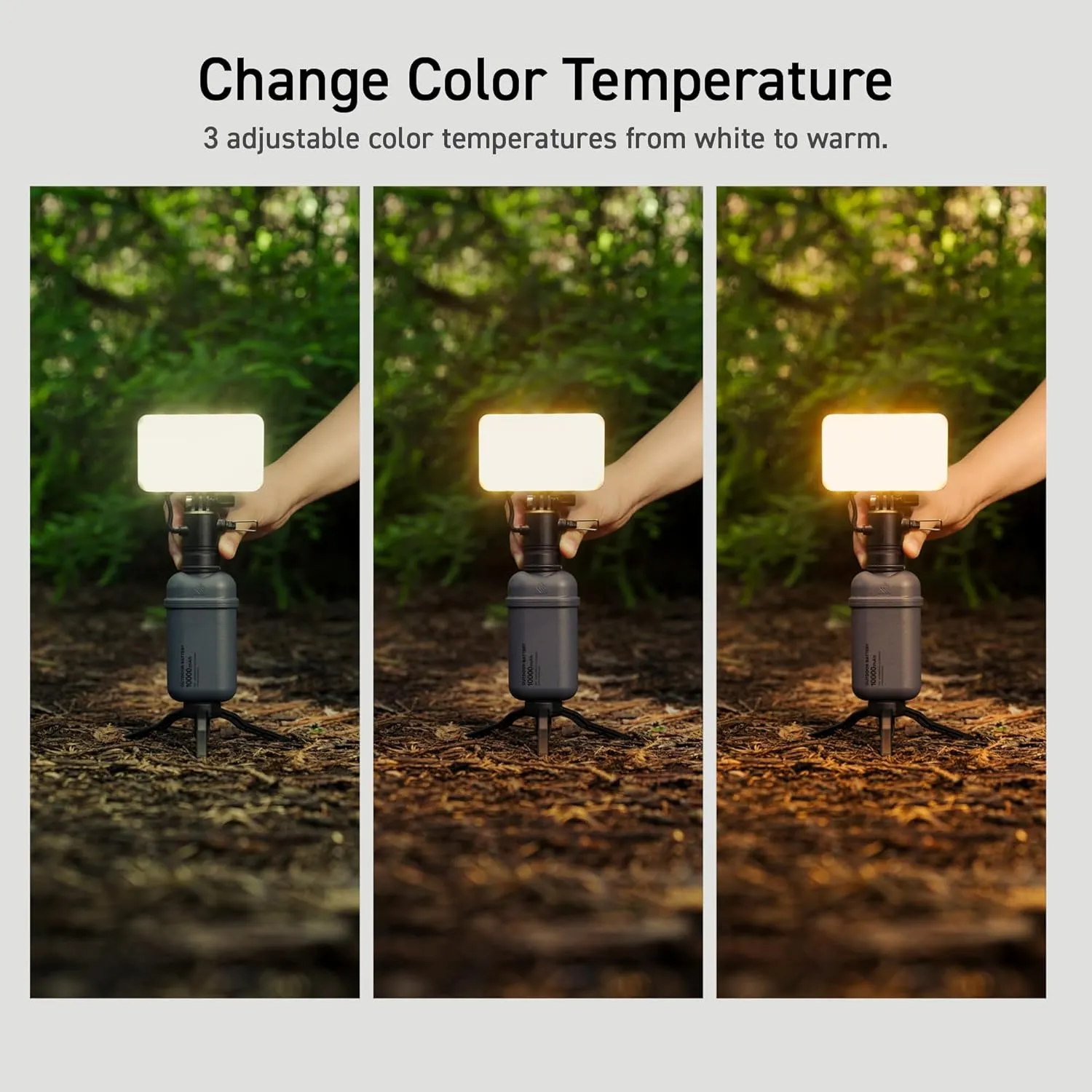 ELECOM NESTOUT Outdoor Camping LED Panel Flashlight w/ Mini Tripod, Dimmable USB Powered LED Light, IP44 Water Dust Resistant, 30-1000 Lumen, Portable Lantern for NESTOUT Power Bank, Black (Flash-1)