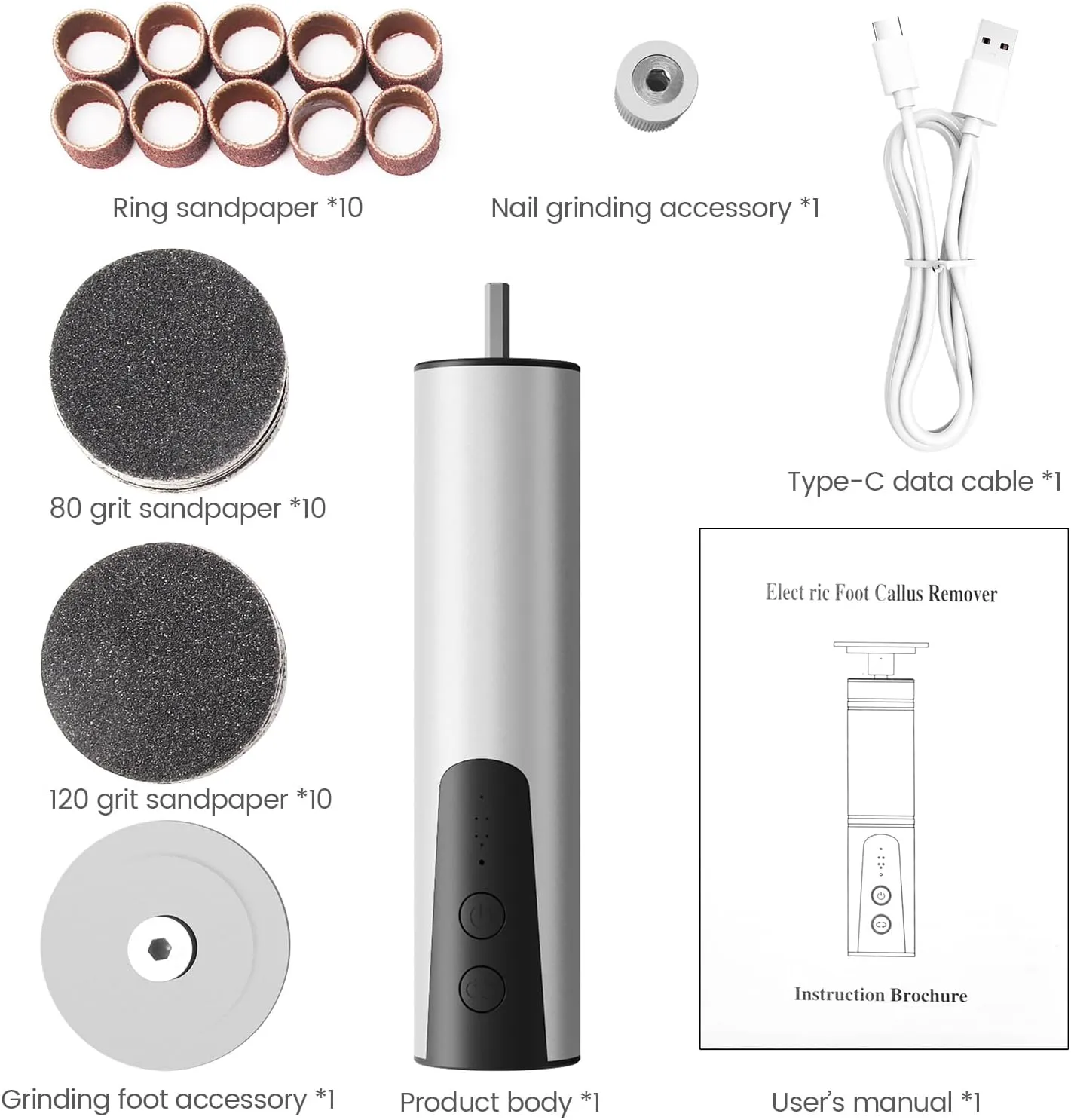 Electric Callus Remover for Feet, Electric Foot File Nail Grinder 2 in 1,Rechargeable Professional Foot Sander Pedicure Tool for Feet Dry Dead Skin with Sandpaper Disk, 6 Speed Adjustable